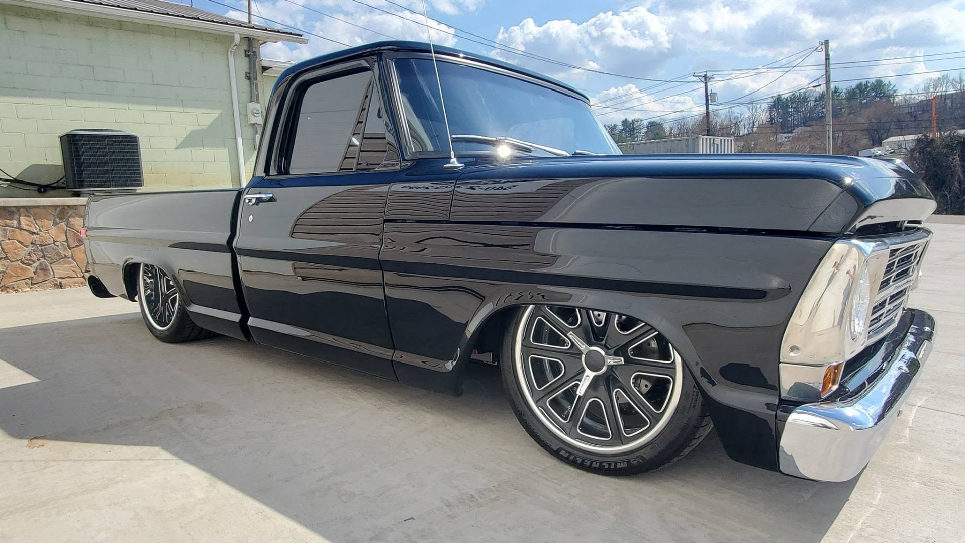 Black classic Ford pickup detailed by Big D's